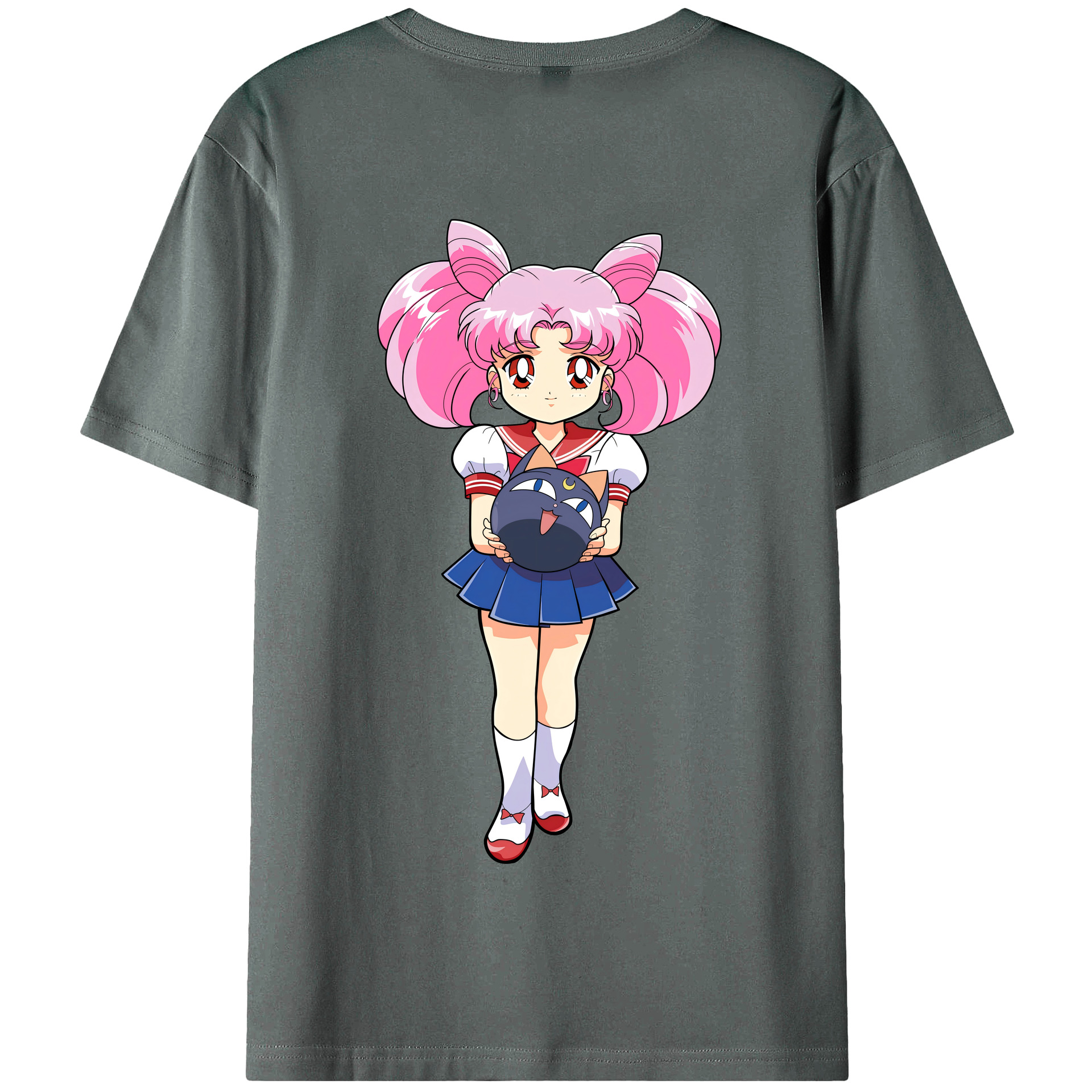 （画像用） 美少女戦士セーラームーン ちびうさ Sailor Moon Chibiusa Tsukino Usagi Small Lady Serenity 綿100％半袖Tシャツ（背面プリント）